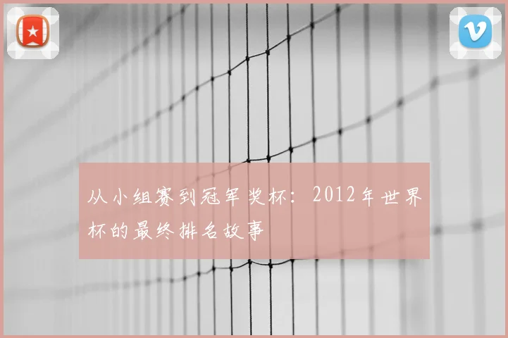 从小组赛到冠军奖杯：2012年世界杯的最终排名故事